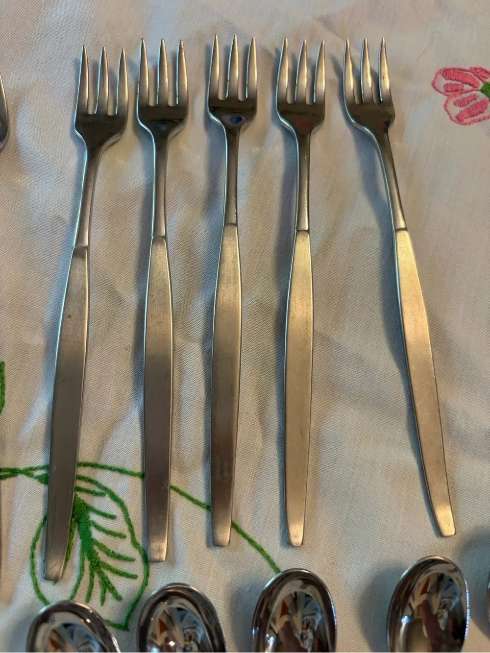 Oneida Community Vintage Frosted Cocktail Forks set of 6 with Cocktail Spoons